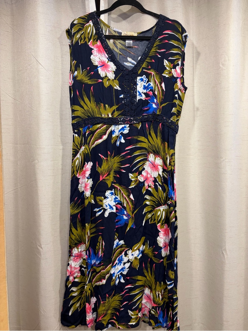 Davina Navy Tropical Floral Sundress/Swimsuit coverup